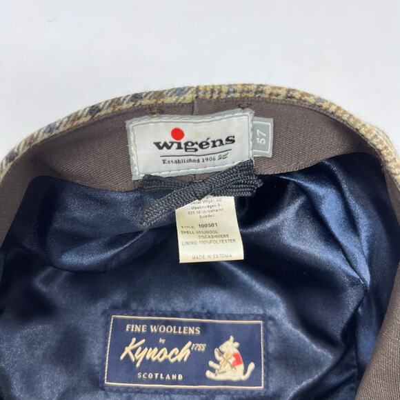 Vtg Wigens Kynoch Newsboy Cap Mens 57 Medium Brown Wool Cashmere‎ Herringbone - Picture 8 of 9